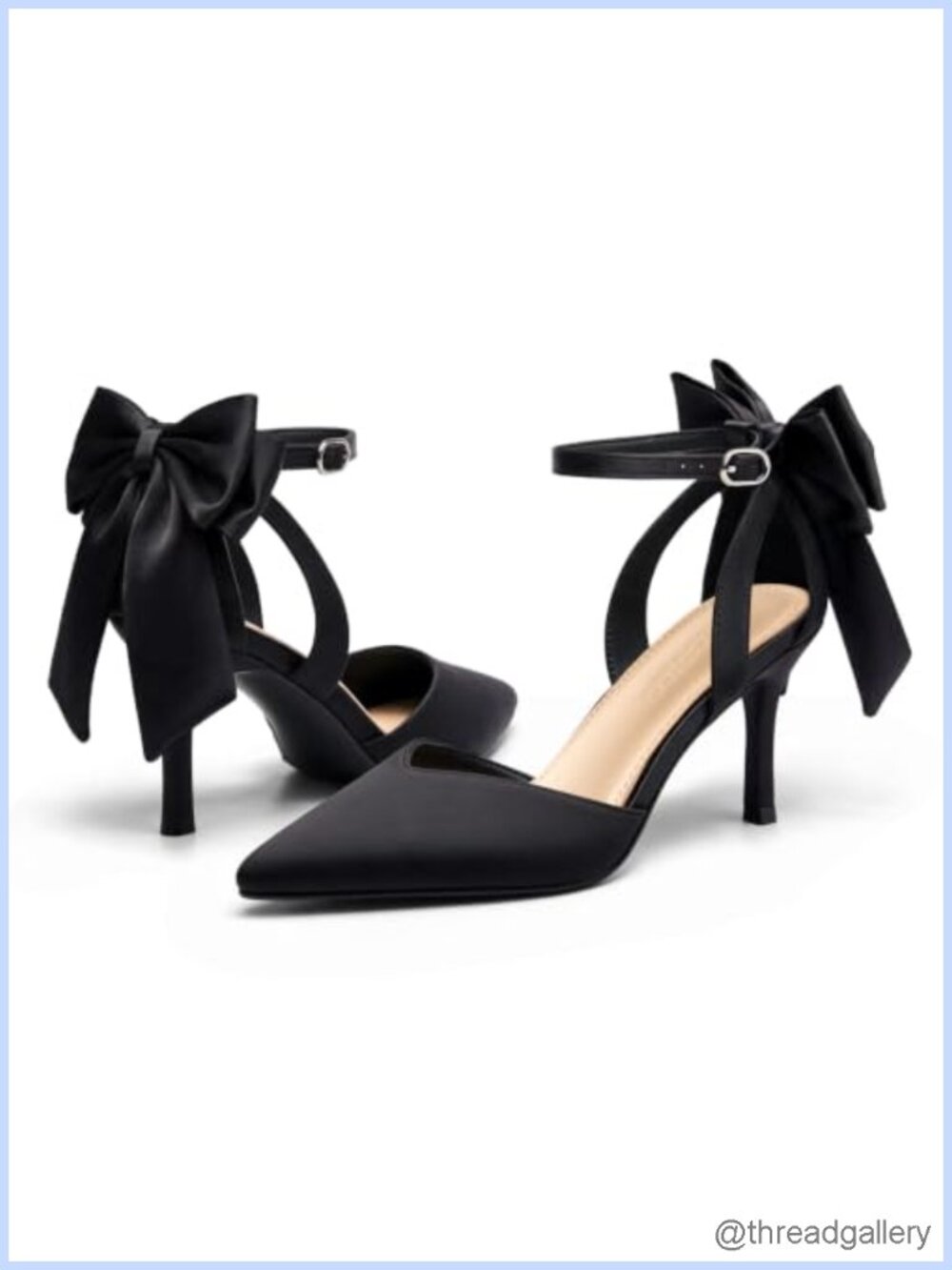Women's Kitten Heels Closed Pointed Toe Pumps Bow Ankle Strap Satin Dress Shoes